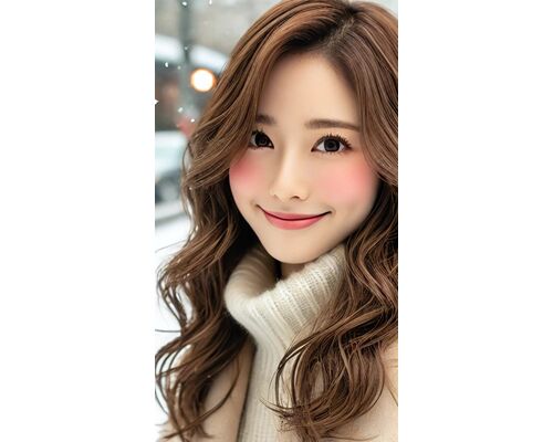 DALL·E 2024-11-13 09.35.11 - 1. A cute and natural depiction of a Japanese woman in her 20s to 30s with wavy hair styled in a playful, relaxed medium-length cut, wearing a soft, c2